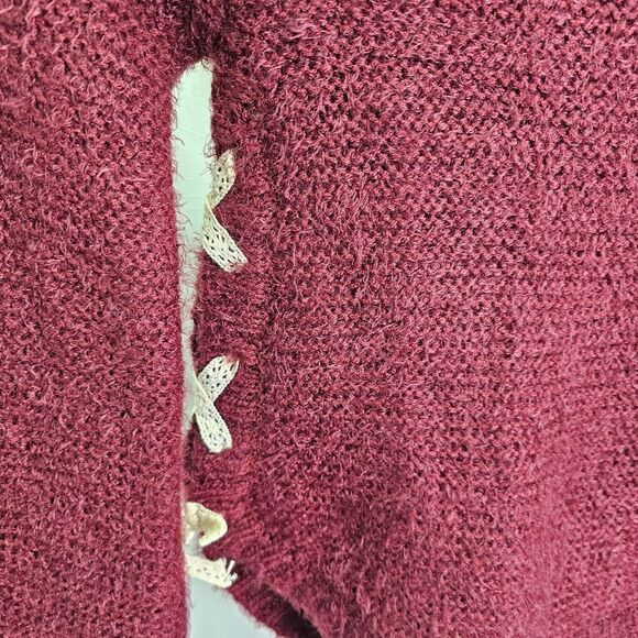 Little Lass Burgundy Knit Lace-Up Applique Sweater Size 6X - Picture 4 of 10